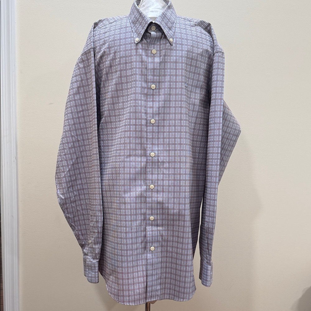 Nordstrom Men's Plaid Button-Down Shirt - Blue and White Brown ( sz LL - large l